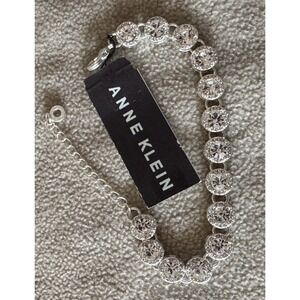 Anne Klein Crystal Rhinestone Tennis Bracelet Silver Tone 8mm 7.5" NWT‎